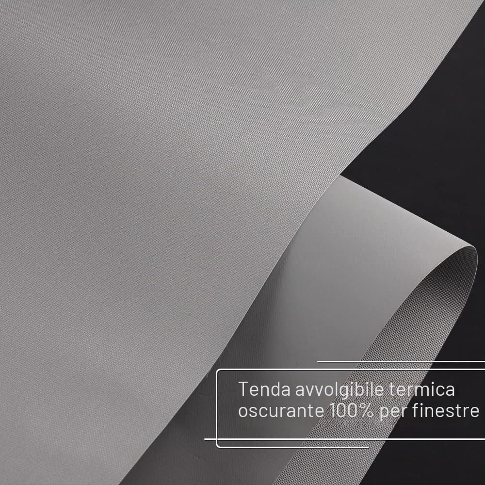 Tenda termica a rullo, oscurante, per finestre, in tessuto impermeabile, protezione dai raggi UV, adatta per camera da letto, soggiorno, bagno, cucina e porte, 50 x 200 cm, grigio
