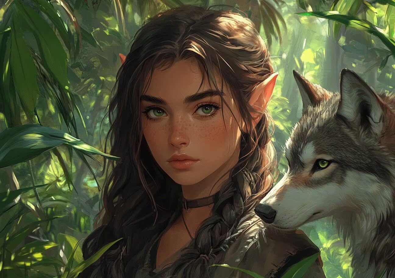 Puzzle 1500 Teile Erwachsene Klassische Puzzle Frau und Wolf Perfekt Um Die ProblemlöSungsfäHigkeiten Zu Verbessern, FöRdert Konzentration und Geduld, Erwachsene und Kinder Ab 14 Jahren 87x57 cm N-8