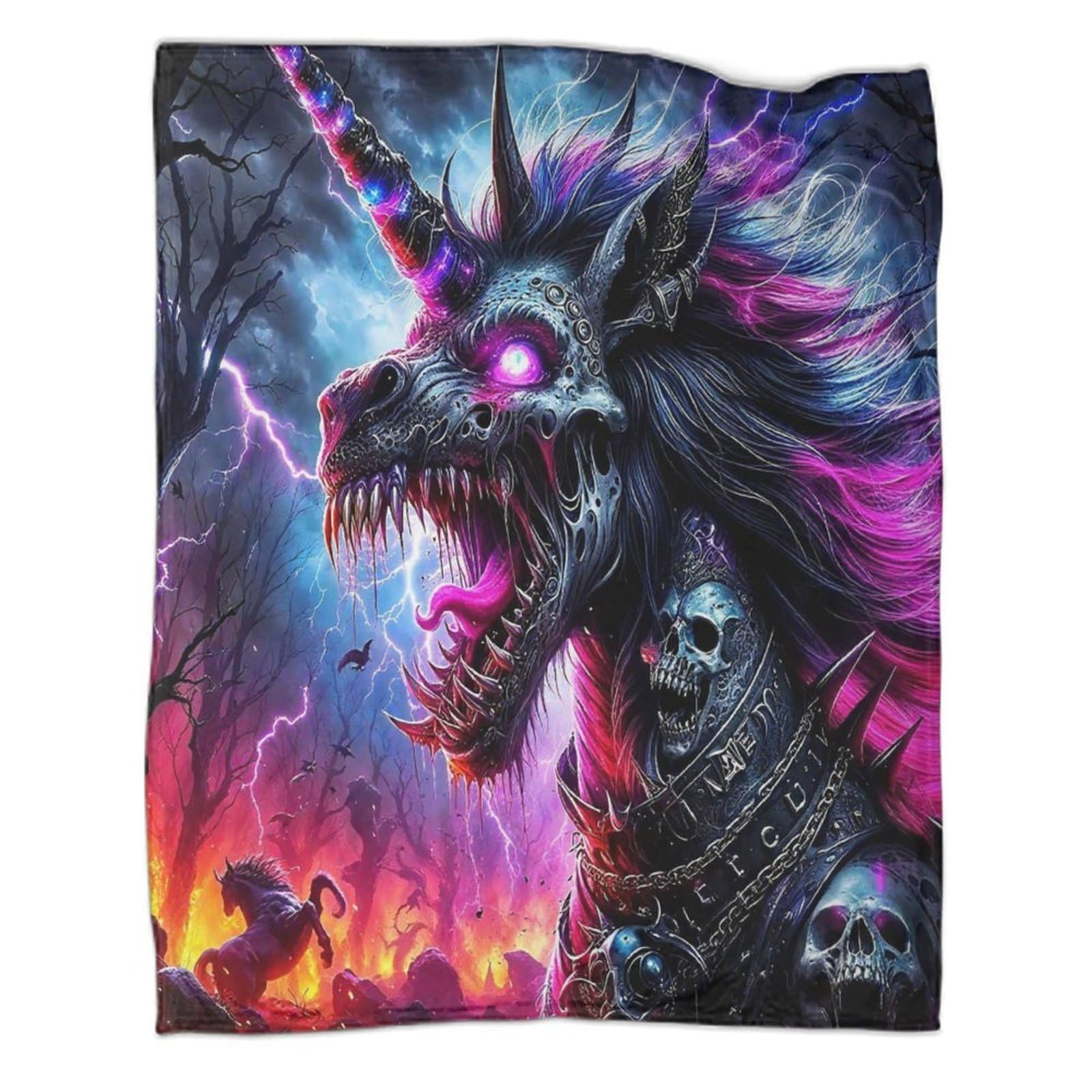 Couverture squelette cheval d'Halloween en flanelle, cadeau enfant
