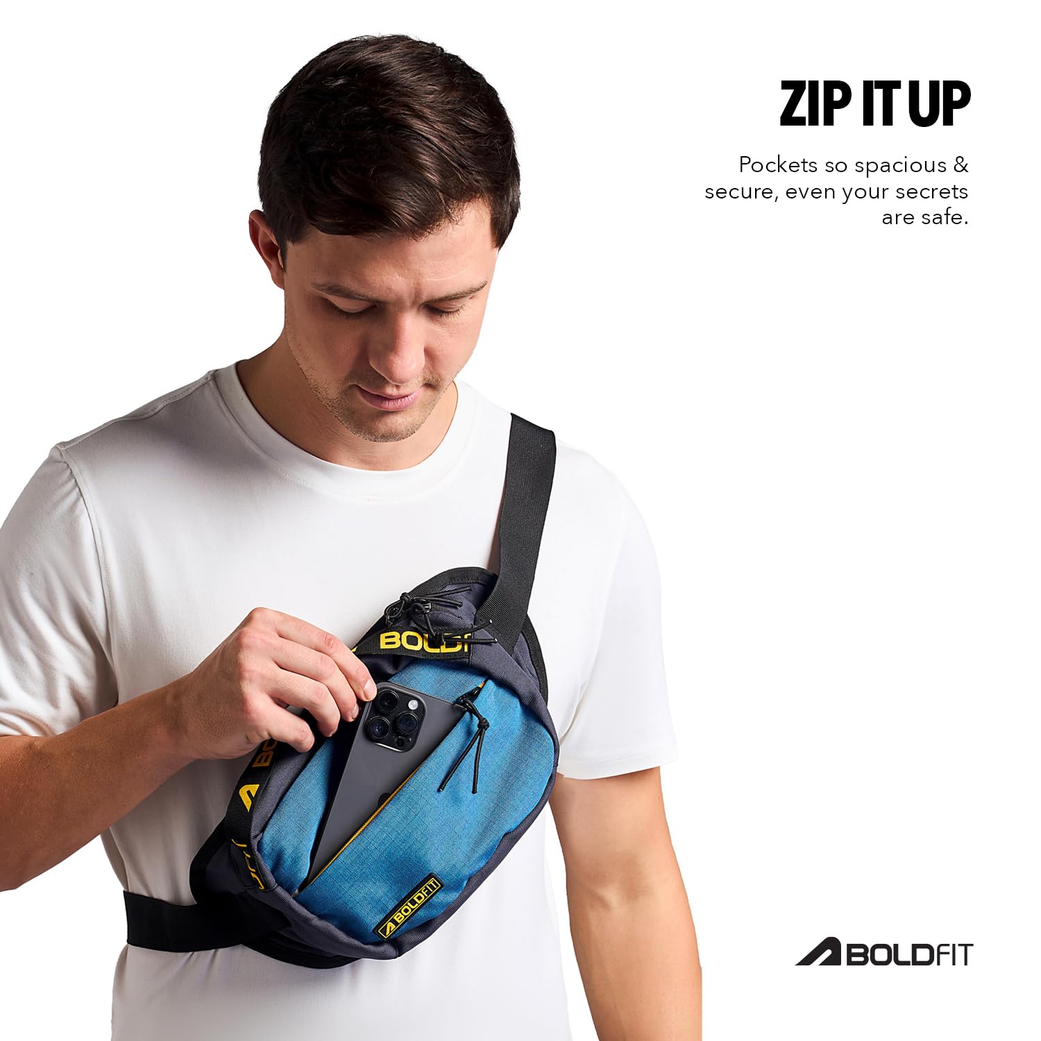 Boldfit Waist Bag for Men & Women-Water-Resistant, Lightweight Fanny Pack with Adjustable Strap, Multiple Compartments & Buckle Closure-Ideal Chest Sling Bag for Travel, Running, Hiking & Daily Use 2