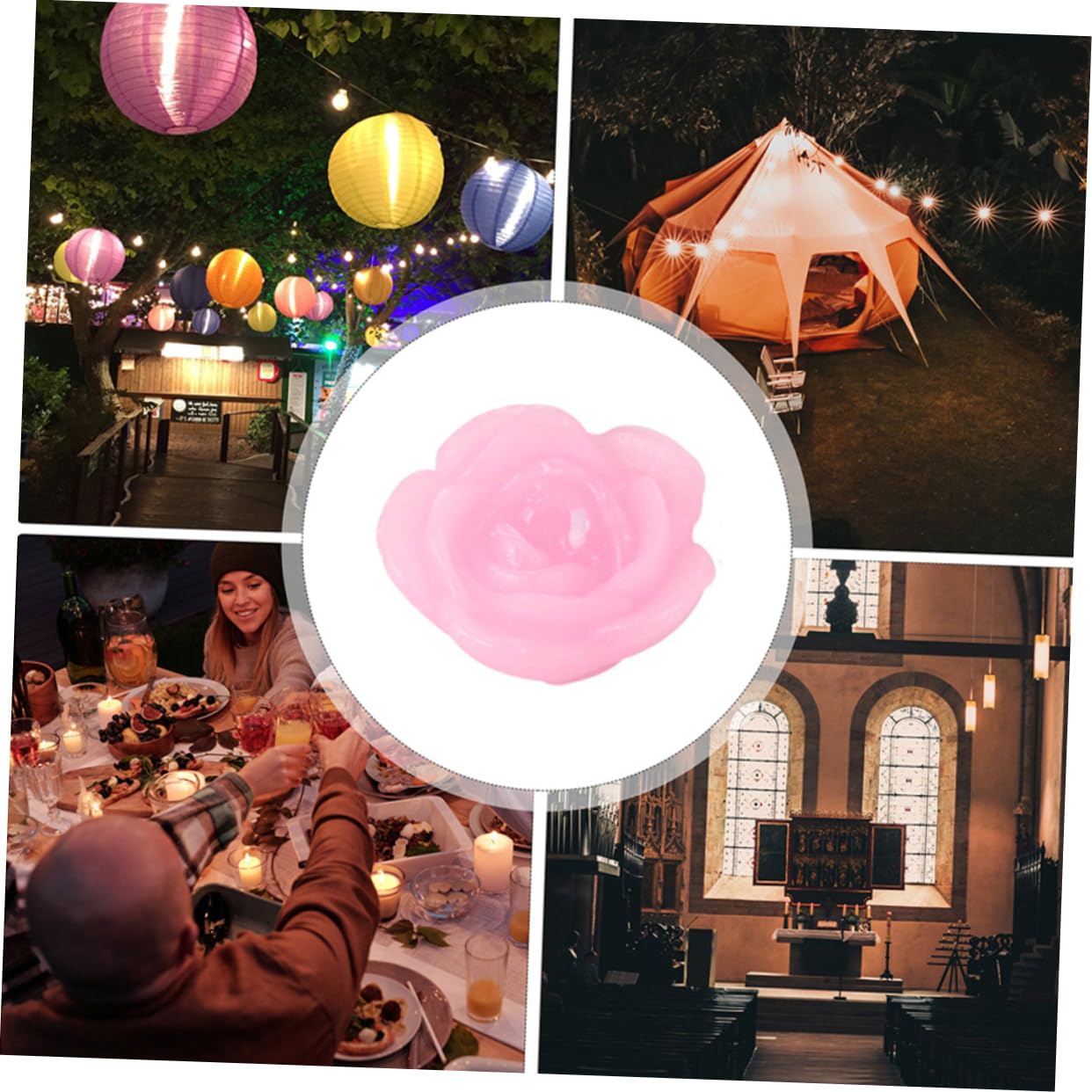 Lot De 12 Bougies Rondes En Rose, D 6,8 X H 10 Cm -PEGANE- PEGANE