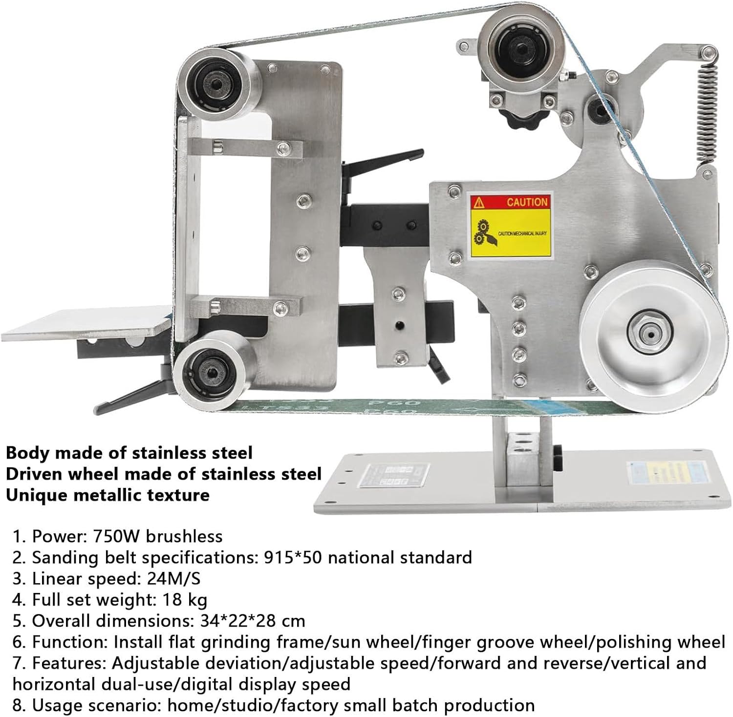 Belt Sander for Metal Working Variable Speed Belt Grinders Desktop Electric Polishing Grinding Belt Machine Fixed Angle Polishing Machine Variable Speed Belt Grinders