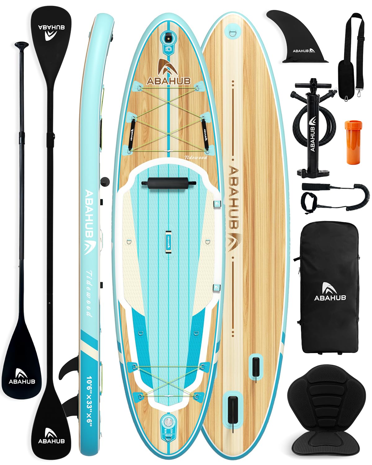 Abahub Tabla Paddle Surf Hinchable con Asiento Juego Tabla de Stand Up Paddle, Sup Board con Remo de Aluminio Ajustable, Asiento de Kayak, para Kayak, Sup, Pesca,Yoga 320x78/84 x15cm