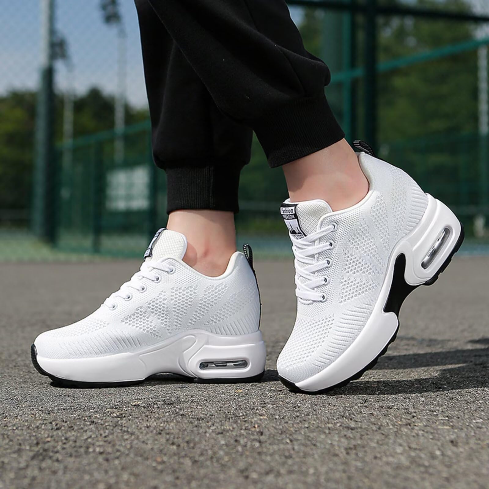 Sneakers con Zeppa da Donna Scarpe da Ginnastica Tacco Inclinato Moda Casual Passeggio Scarpe Outdoor Tennis Piattaforma Tacco Nascosto 8CM