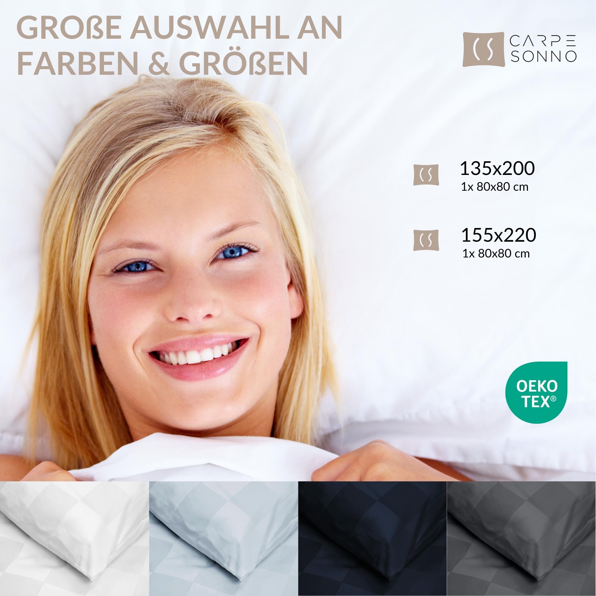 Carpe Sonno® Damast Bettwäsche 135x200 Baumwolle | Bettwäsche Baumwolle 135x200 | Karierte Bettwäsche kariert | Bettwaren & Bettwäsche-Sets | Bettbezug 135 x 200 Baumwoll Bettwäsche
