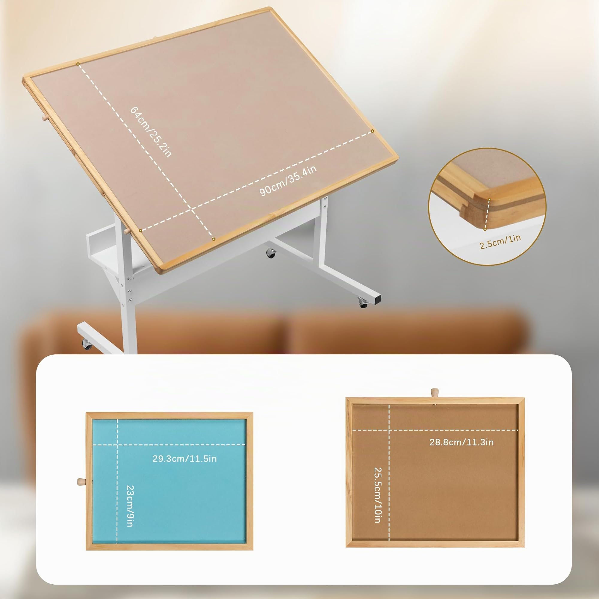 Tektalk Table de Puzzle avec lumière LED, Plateau en Bois avec Couvercle, fermé avec 4 roulettes, jusqu'à 1500 pièces
