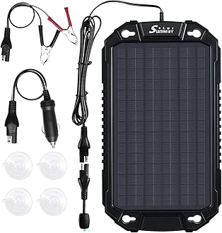 Car Battery Trickle Charger & Maintainer 12Volt 8W Solar Panel Power Charger kit Portable Waterproof for Automotive RV Marine Boat Truck Motorcycle Trailer Tractor Powersports Snowmobile
