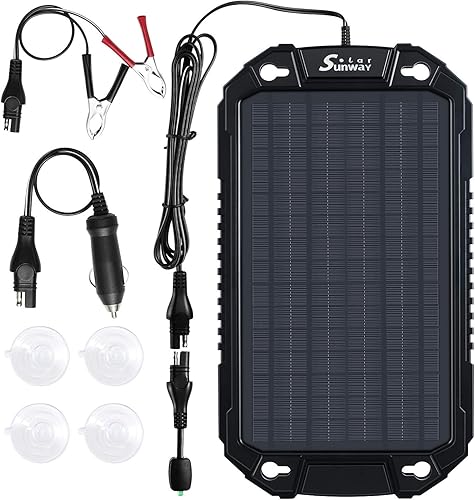 Miniatura 11 de Sunway Solar Cargador de Batería de Goteo y Mantenedor para Automóvil Panel Solar de 12V Cargador de Batería con Enchufe para Encendedor