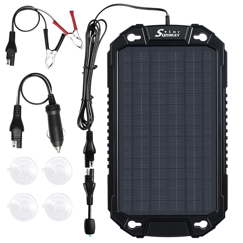 Carregador e mantenedor solar de bateria automotiva Sunway Solar 12 V 8 W com painel portátil