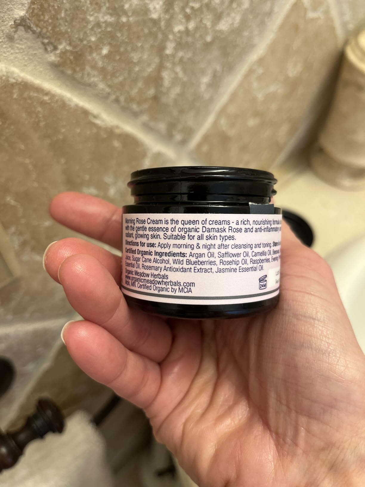 Organic Meadow Herbals Morning Rose Face Cream, Balances & Illuminates, 1.6 oz, USDA Certified Organic. For All Skin Types, Non-comedogenic-Woman-Owned & Operated Since 1994