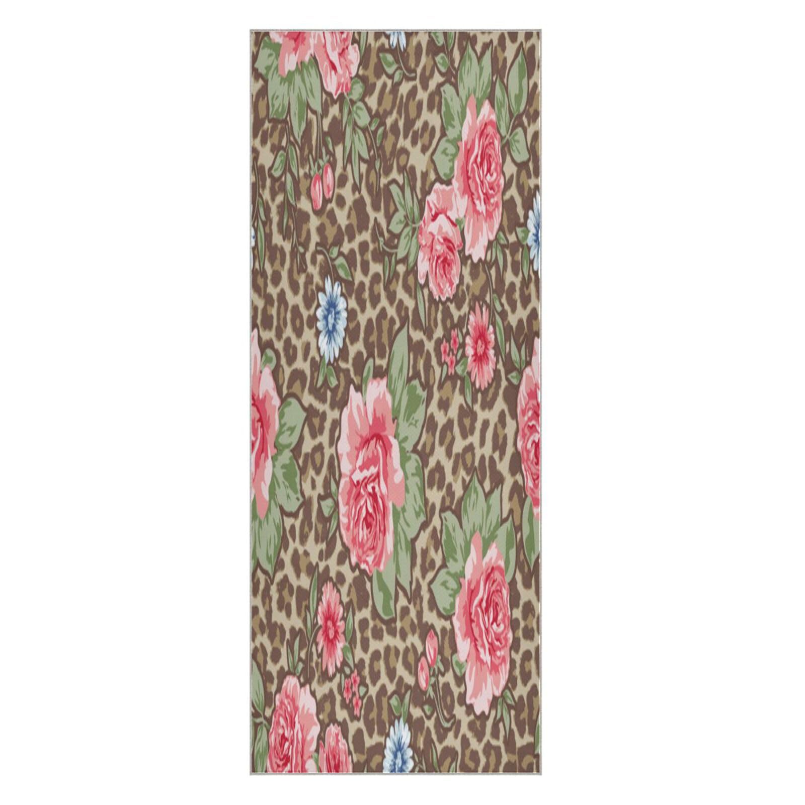 pnyoin Classic Rose in Animal Yoga Towel,Hot Yoga Mat Towel with Grip Dots Sweat Absorbent Non-Slip for Hot Yoga, 24