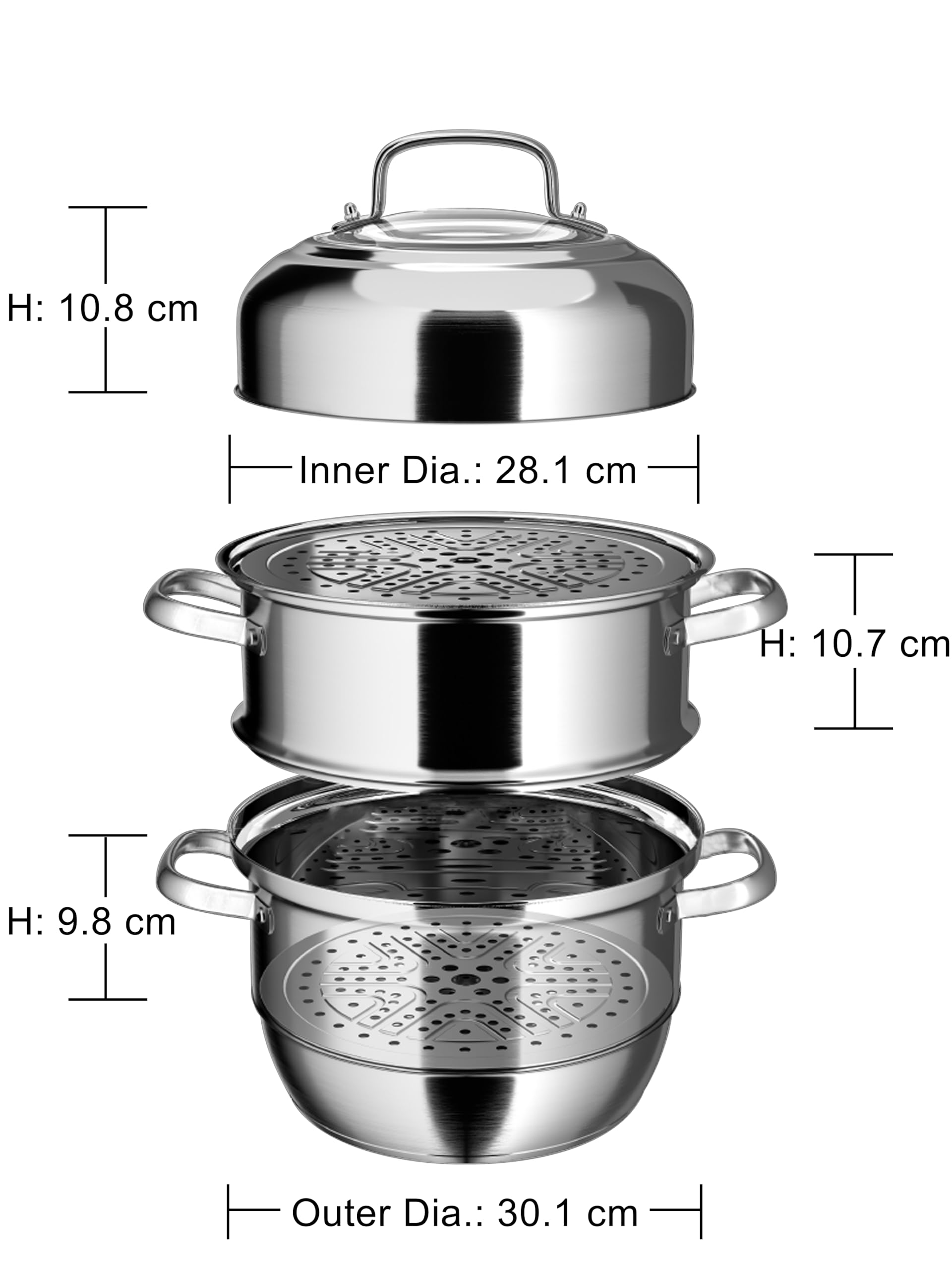 VENTION Vaporiera Acciaio Inox, Vaporiera Pentola Grande, Vaporiera Induzione 30 cm