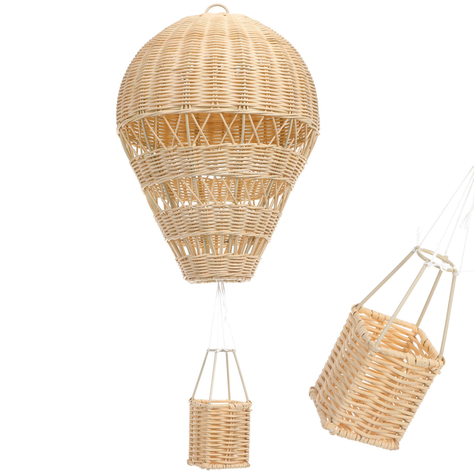 Mongolfiera Natalizia in Rattan, Decorazione da Appendere per Camera Bambini, Raffinata e Delicata, Decorazioni Casa Rattan, per Foto e Stanza