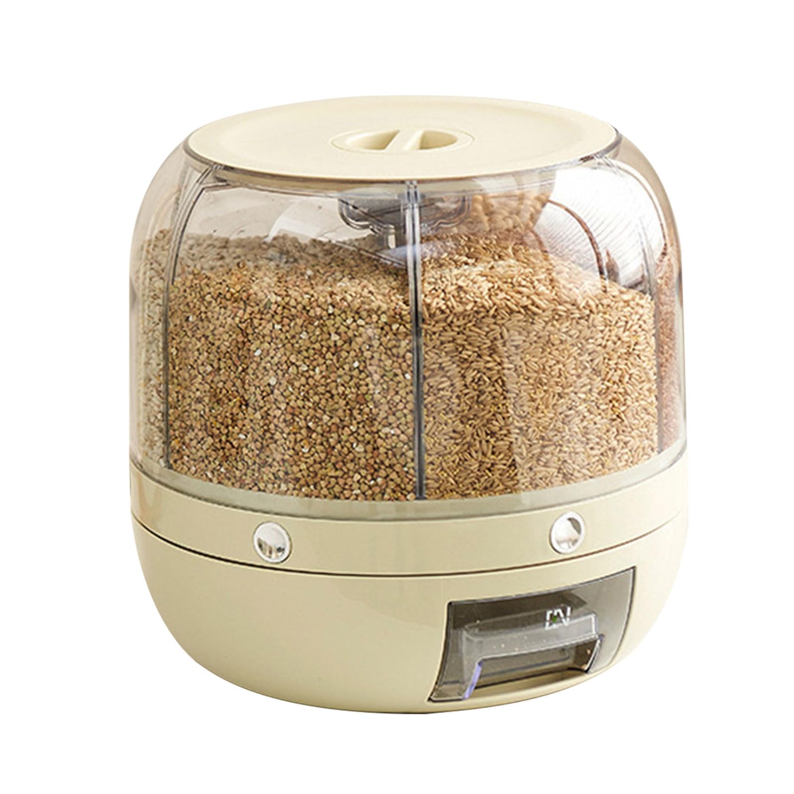 Limtula 360 Degree Rotating Dry Food Storage Container Grains Bucket with 6 Compartments Rice Dispenser Box Kitchen Supplies Grains Storage Container