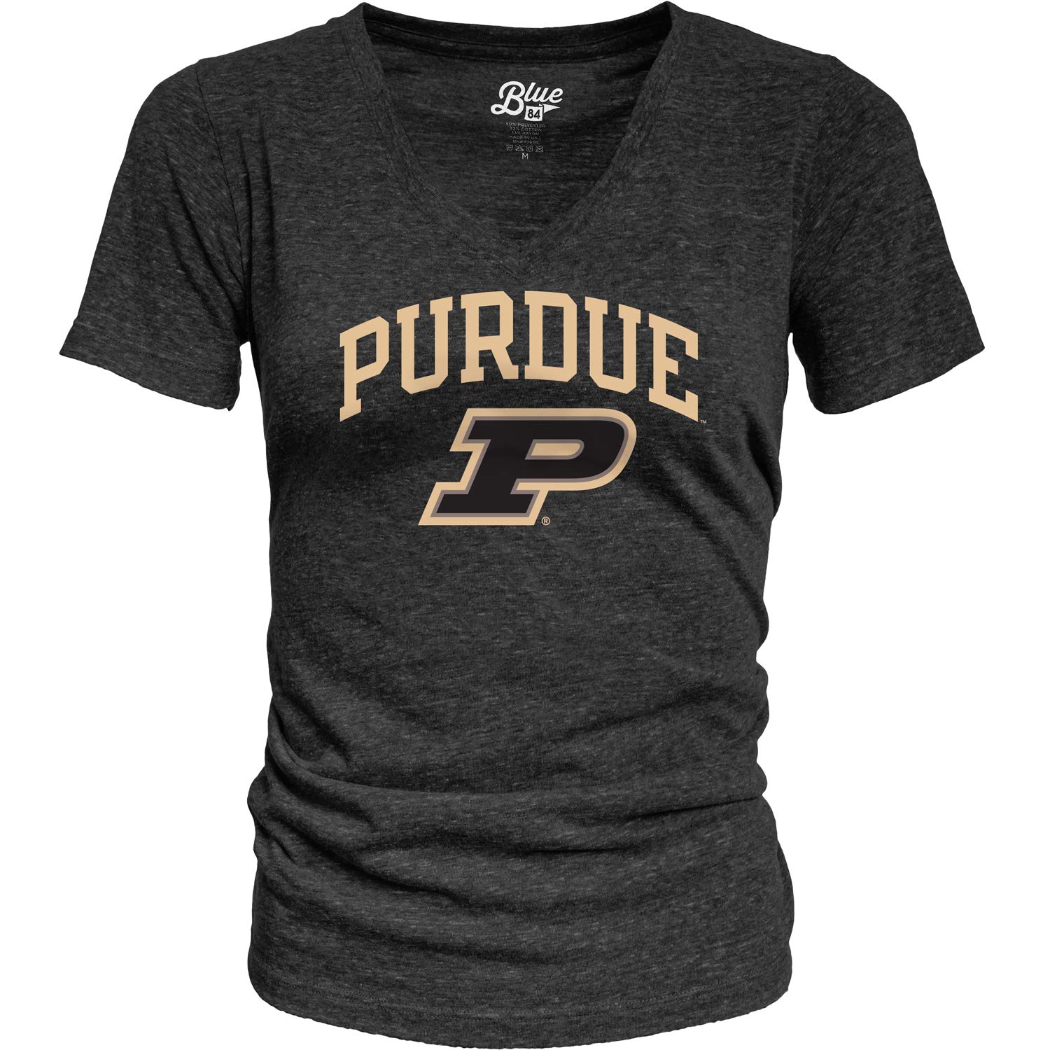 Blue 84 Women's Purdue Boilermakers Black Ncaa Purdue Boilermakers Heathered Team Color Confetti T Shirt, Large