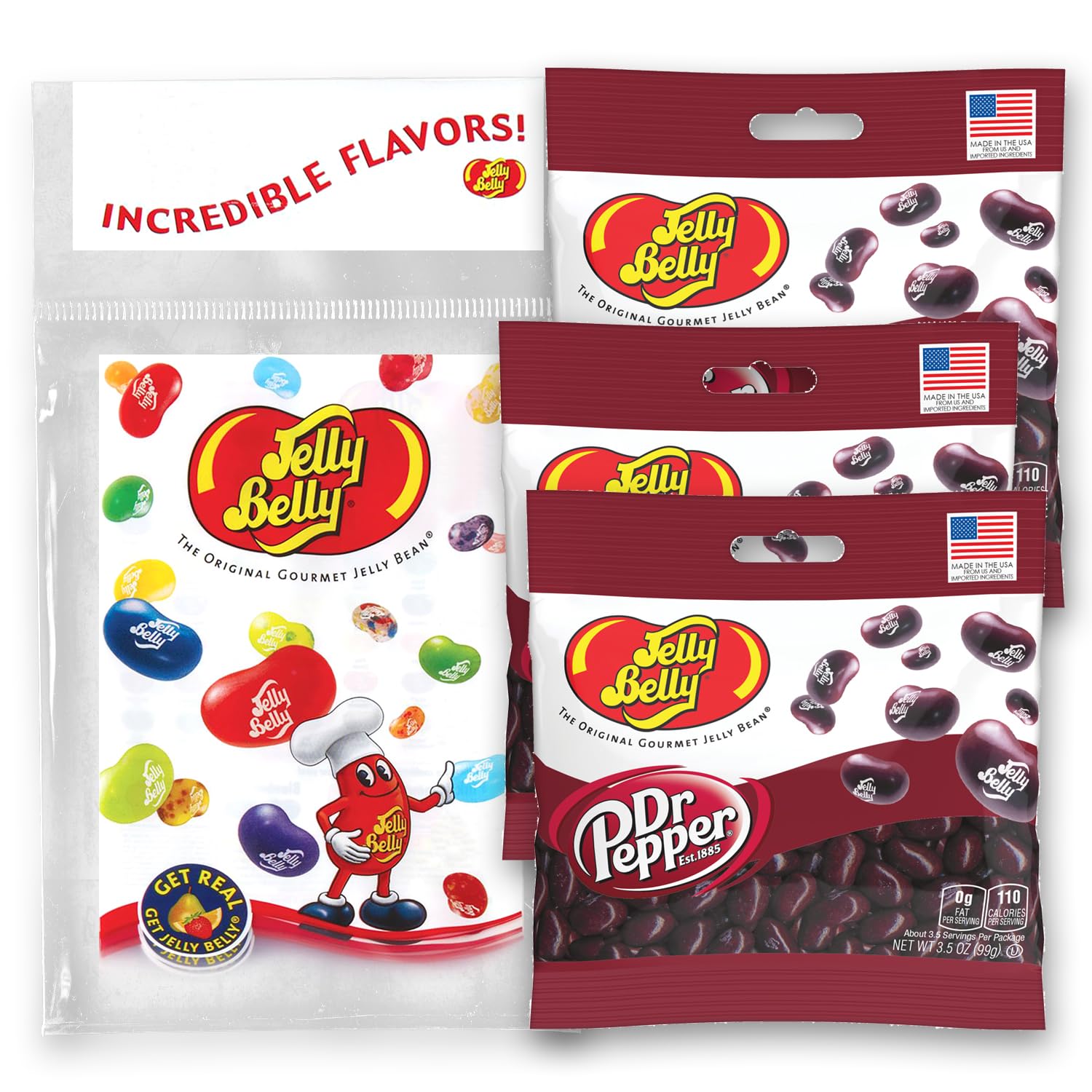 Jelly Belly Dr. Pepper Jelly Beans, 3.5 oz Grab & Go Bags - Pack of 3 sold in Jelly Belly Bag