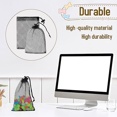 Miniatura 5 de Sliverdew 10 bolsas pequeñas de malla con cordón, bolsa de malla negra con cordón, mini bolsa de red de nailon con cordones pequeñas bolsas de viaje