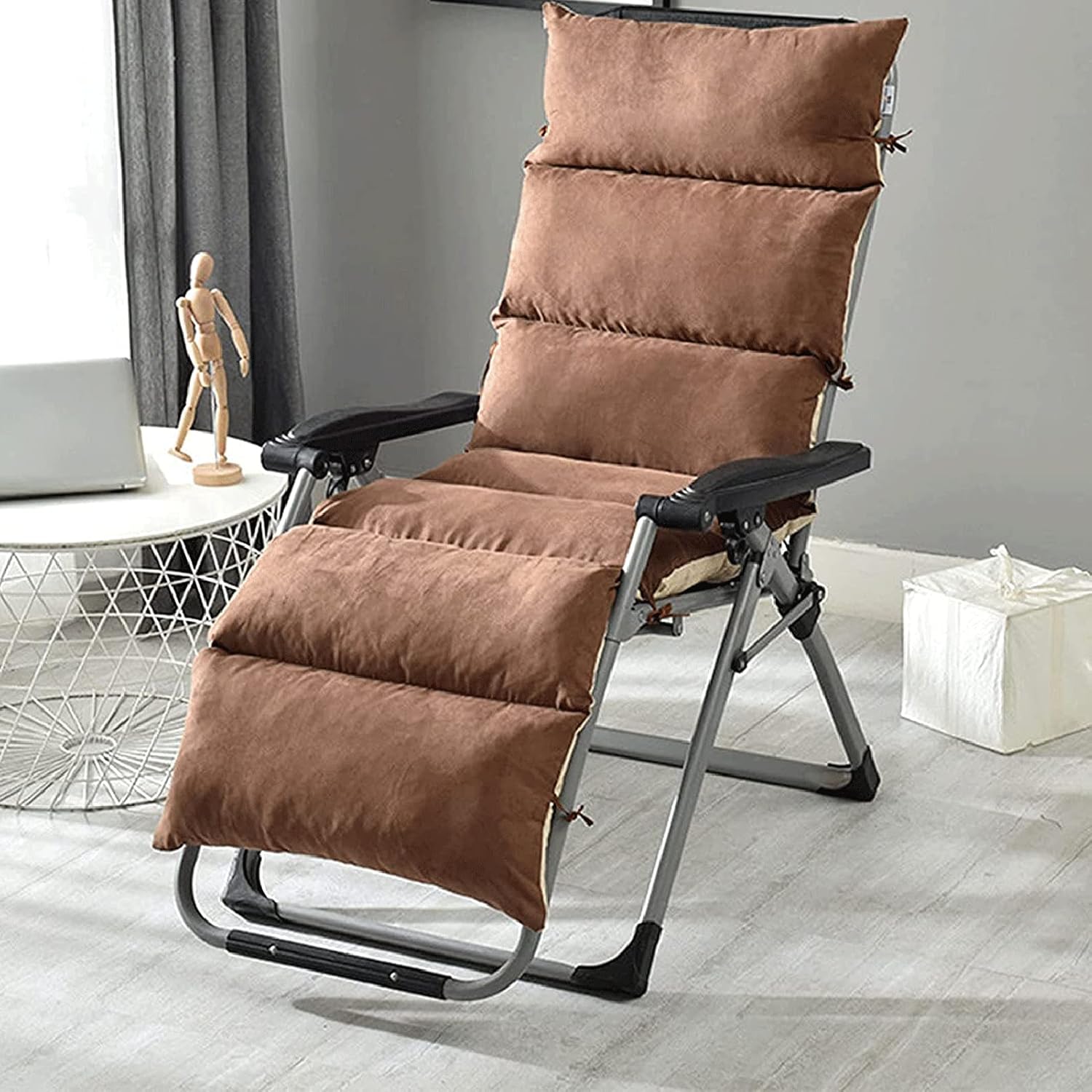 CHFQ Chaise Lounge Cushion, Patio High Back Chair Pad Washable Chair