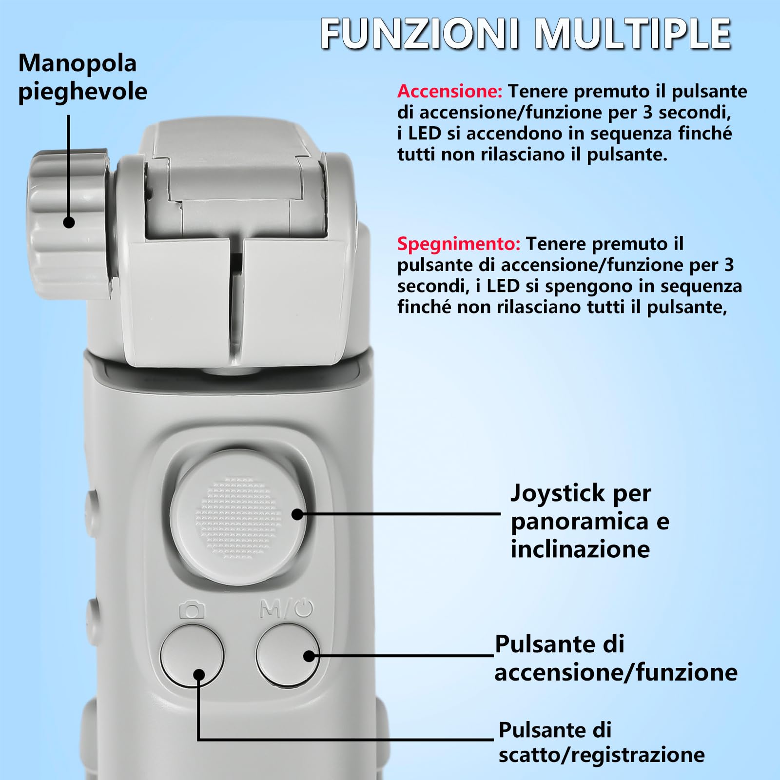 Stabilizzatore per smartphone, stabilizzatore a 3 assi per telefono, compatibile con iPhone e Android, monitoraggio AI, portatile e pieghevole, per Youtube, TikTok, Vlog, Live Stream