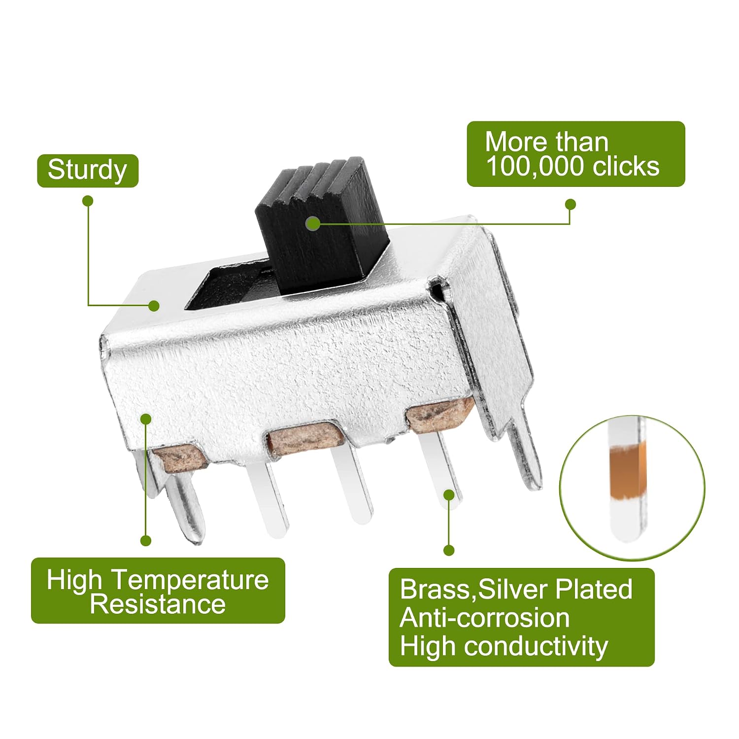 Chanzon SPDT Mini Micro Slide Switch 1p2t 2 Position 25pcs 3mm Toggle Vertical Slide Switch Panel Mount Small High Knob Vertical for PCB Arduino Breadboard Electronic Board Dip Miniature SlideSwitch