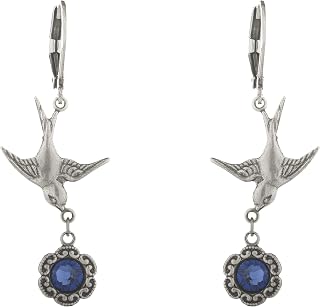 Art Deco, Edwardian Earrings with Crystal Elements Sapphire Blue Stones