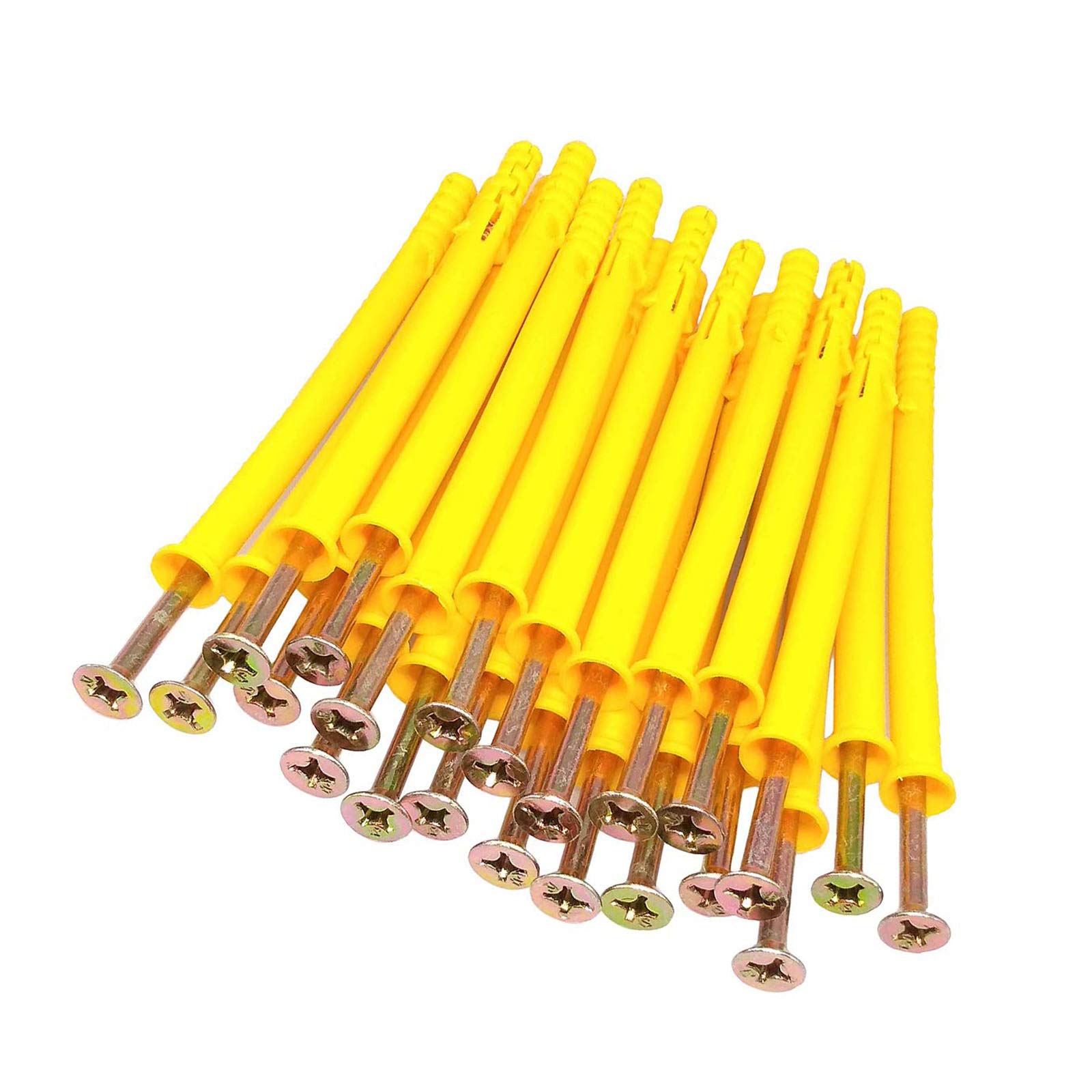 10 Set M5x150 Screws and Anchors - 8x150 Plastic Expander Anchors for Drywall, Hollow Wall, Concrete, Ceiling Tile, Wood (8-150mm, 10set, M5x150)