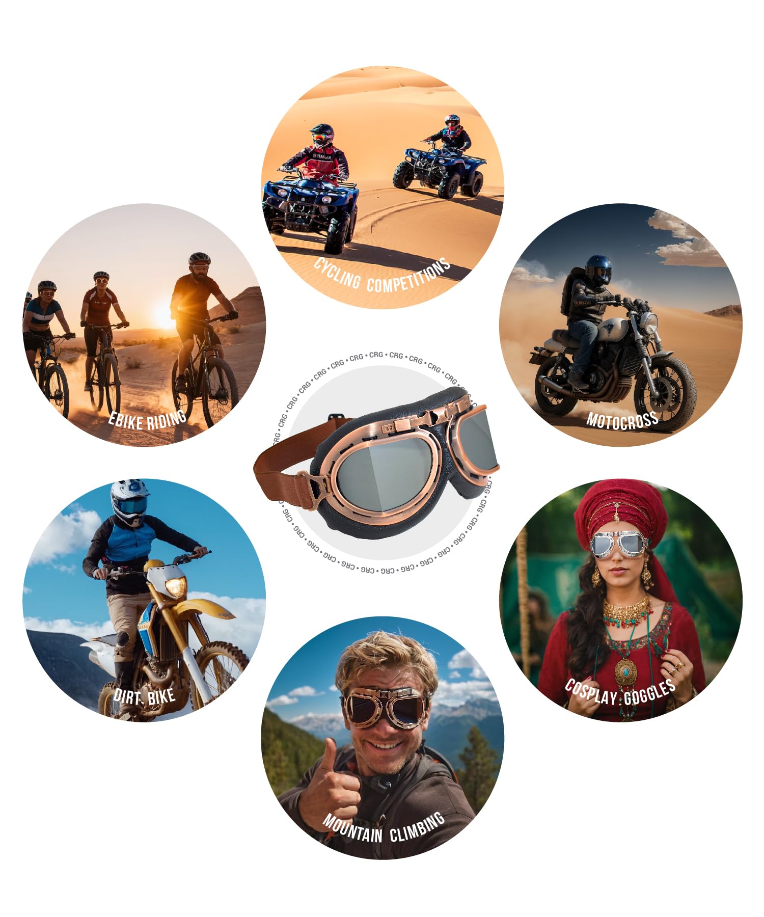 CRG Sports - Gafas de estilo retro aviador para moto, T08 T08BCB