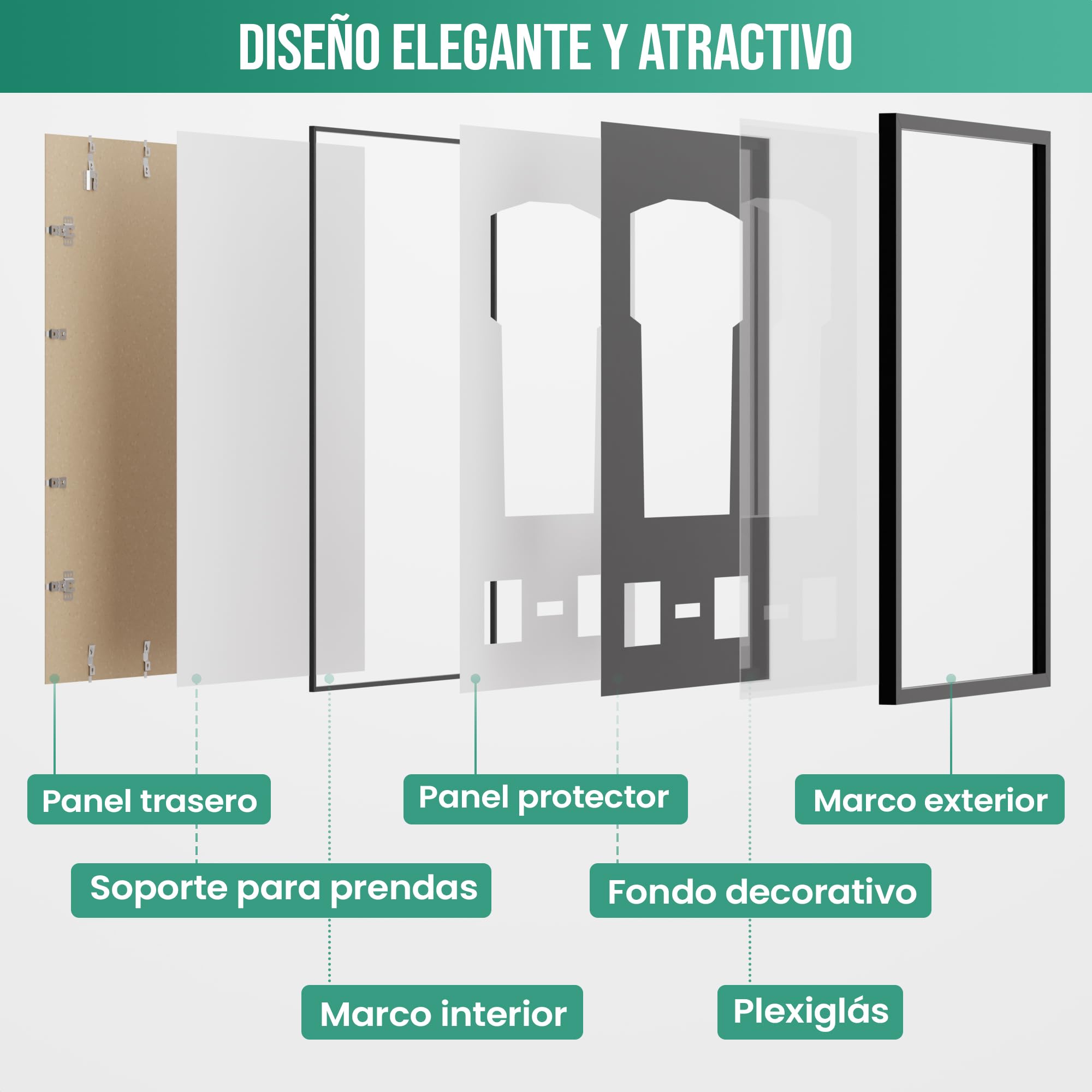 Avalo Marco de objetos de aluminio – Camiseta de fútbol – Marco 3D Box Frame – 60 x 80 cm – Negro