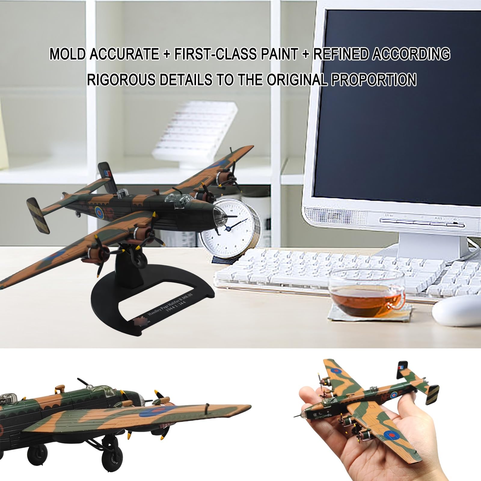 Modello bombardiere B.Mk III in scala 1:144 Realistico in lega pressofusa, display statico collezione con parti rotanti, regalo militare perfetto appassionati Desktop, scaffale decorazione