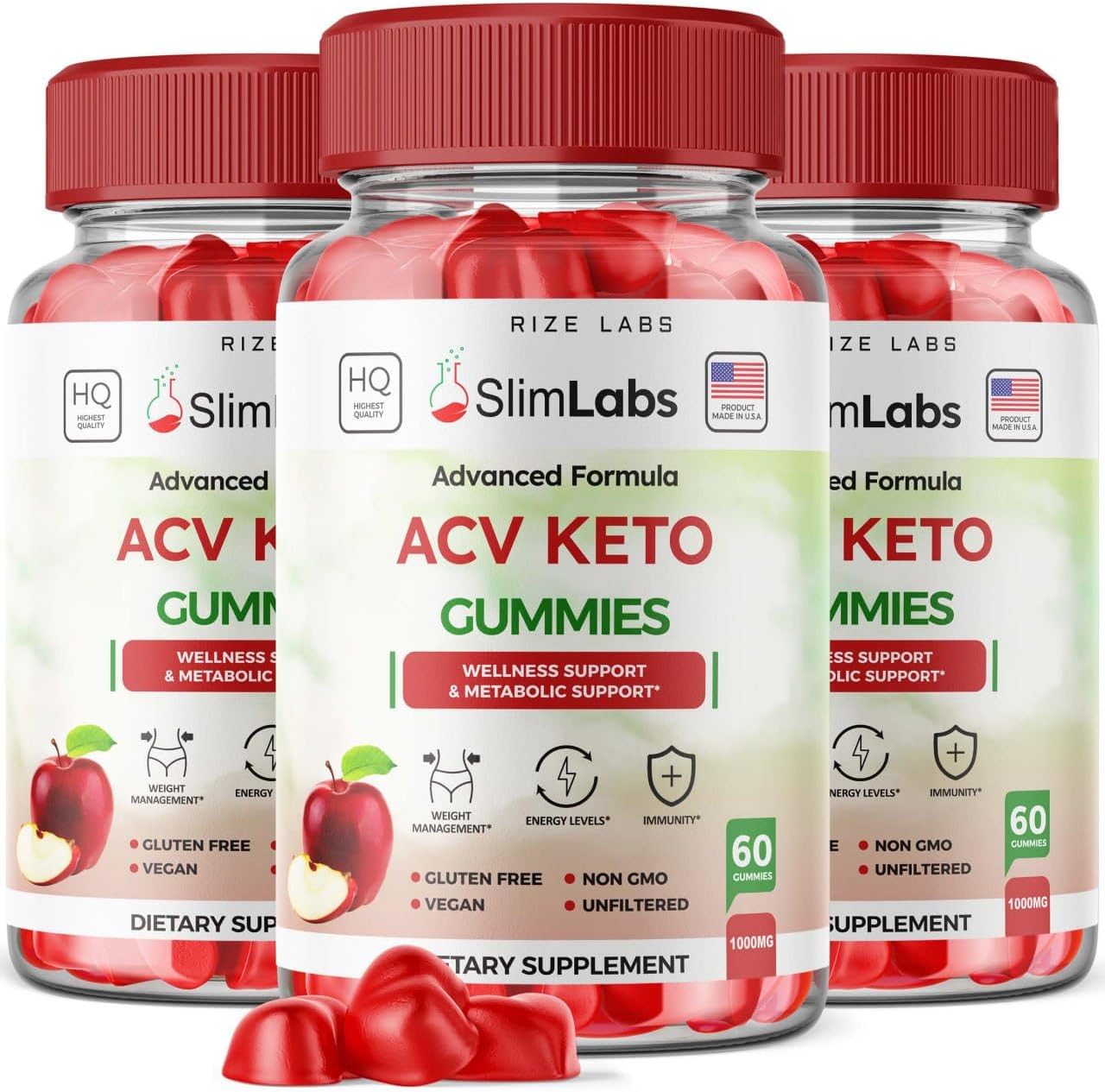 rize labs - - Slim Labs ACV Keto Gummies for Wellness and Metabolic Support - Weight Loss Gummies - Belly Fat Diet (180 Gummies)