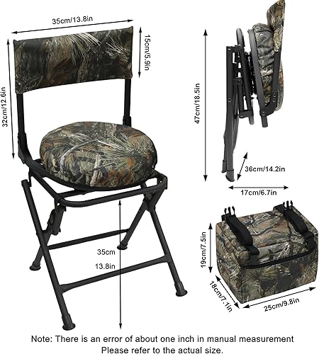 Miniatura 3 de MDSTOP Silla de caza giratoria de 360 grados para persianas de suelo, asiento de caza plegable, silla de pesca, ligera, portátil, cojín acolchado