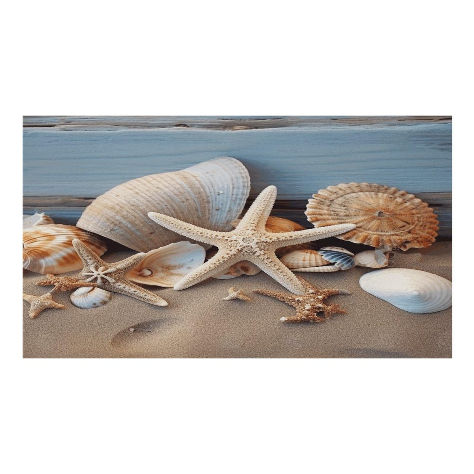 Tapis de nourriture pour chat en forme d'étoile de mer et de coquillages - Antidérapant - Facile à nettoyer pour la nourriture et l'eau - 43,2 x 76,2 cm