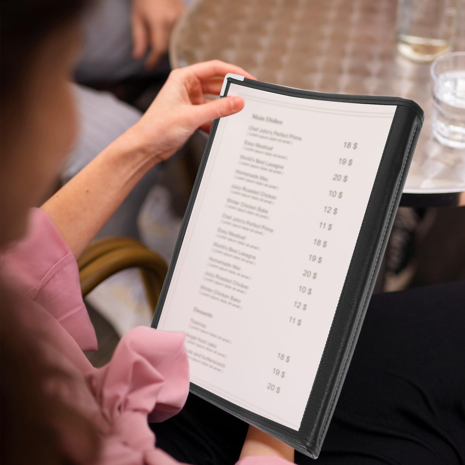 Portamenús de Pvc con 12 Lados, Funda Protectora para Restaurante | 12 Páginas, Diseño de Esquinas, para Cafeterías y Bares, Cubiertas Transparentes de Repuesto
