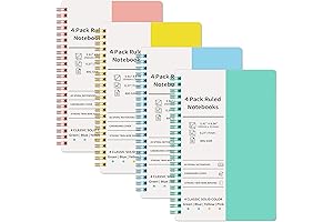 4 Pack Spiral Notebooks - Premium Quality College Ruled Spiral Bound Notebooks...