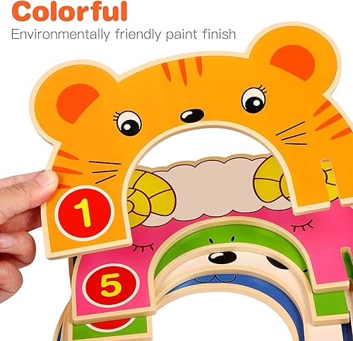 Miniatura 3 de TOYANDONA Juego de croquet para niños para 2 jugadores, juego de croquet de animales de madera, actividades al aire libre, actividades con mazos de