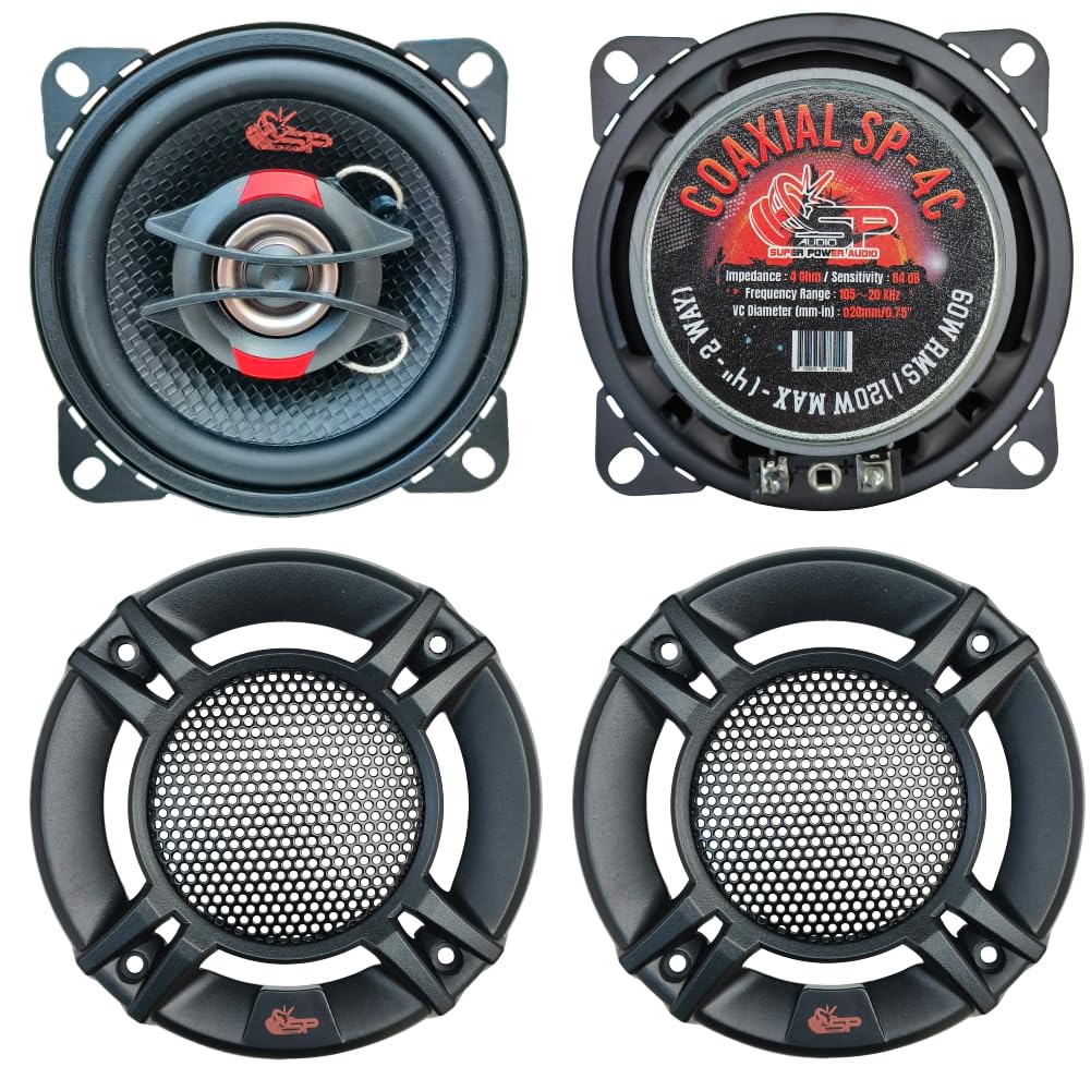 Coppia Altoparlanti Coassiali SP Audio SP-4C 10cm (4″) | 60W RMS 120W Max – 4 Ohm E 84dB Per Auto E Portiere