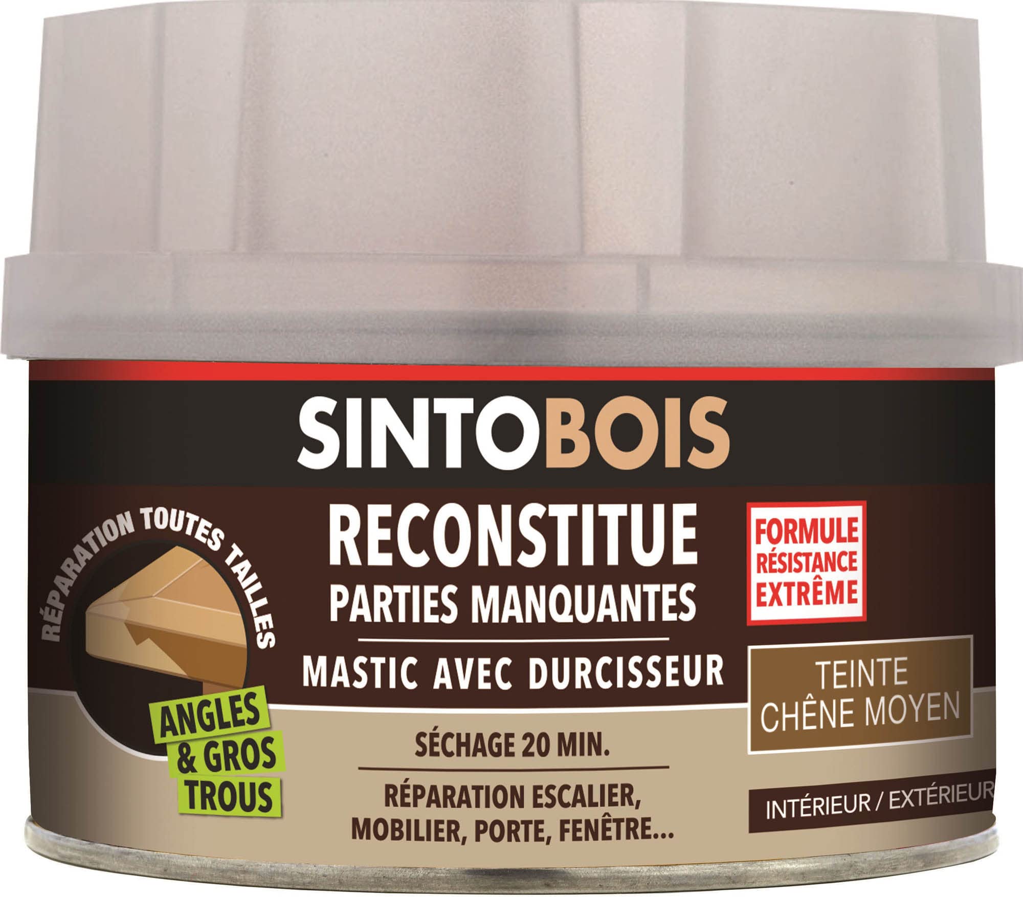 Sintobois – Masa para madera, esquinas y agujeros grandes, reconstituye las partes faltantes, interior exterior, alta resistencia y adherencia, seca en 20 minutos, cadena media – técnica profesional – | Bi-componente secado en 20 min, parquet muebles carp
