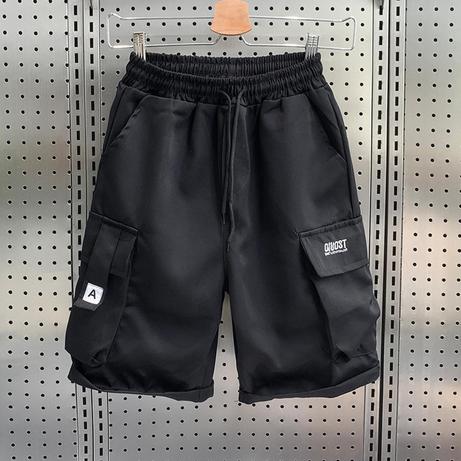 Men's Stretchy Cargo Shorts Hiking Short Pants with Multi Pockets Summer Outdoor Elastic Waist Shorts Loose Drawstring Pant — view 3