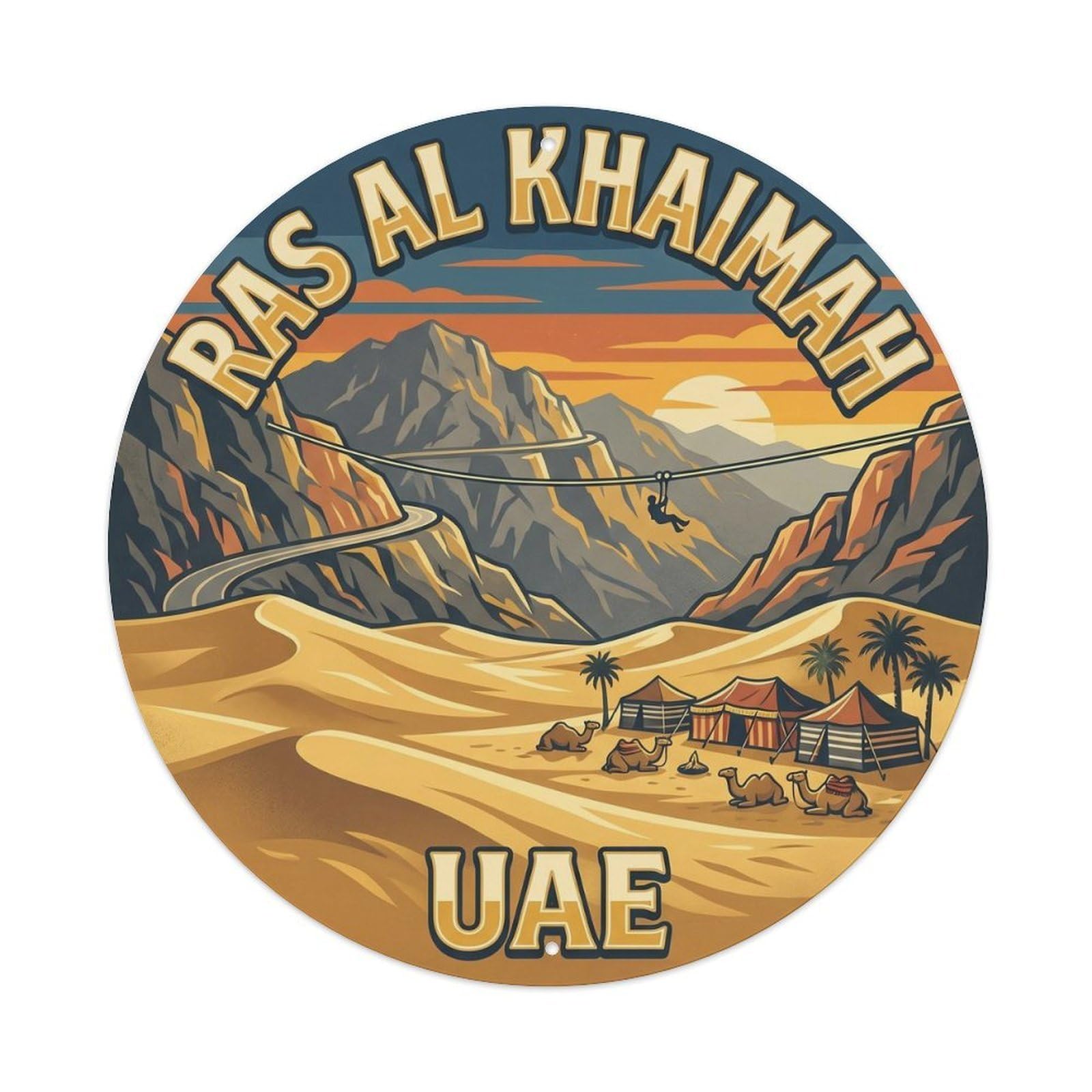 Vintage Travel UAE Ras Al Khaimah Desert Metal Tin Sign