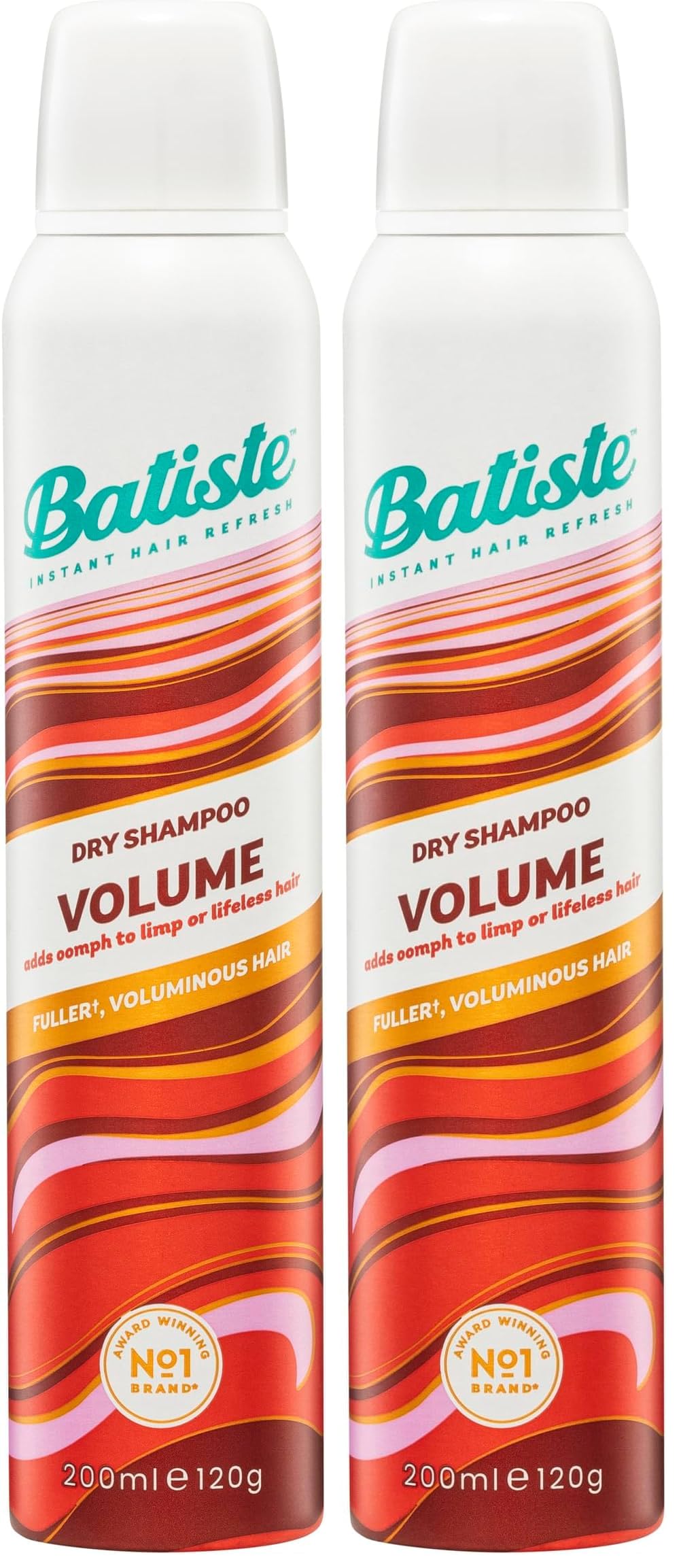 Batiste Volume Dry Shampoo for Fresher, Fuller & Lifeless Hair, Quick Fix, Pro Tip, Feel Fabulous in 4- Shake, Spray, Massage, Removes Oil from Roots, 200ml (Pack of 2)