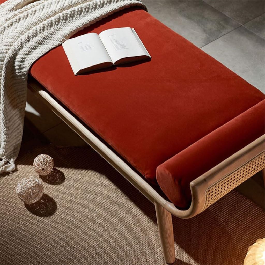 Banco otomano de madera maciza, taburete cambiador de zapatos de puerta, silla de sofá chaise longue, taburete de noche tejido de ratán, banco de dormitorio, banco de comedor