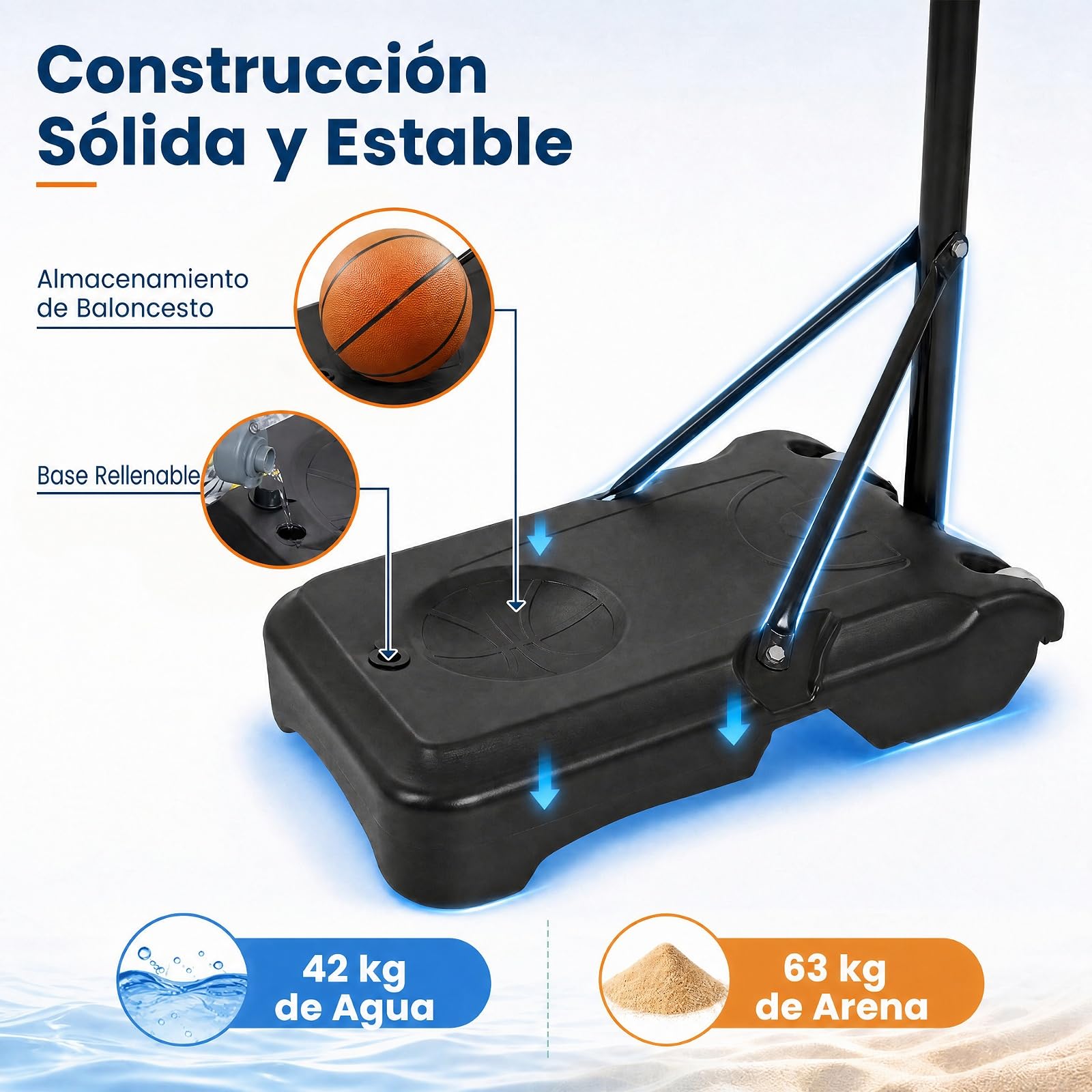 COSTWAY Canasta Baloncesto Exterior con Ruedas, Altura Ajustable 1,55-2,1 m