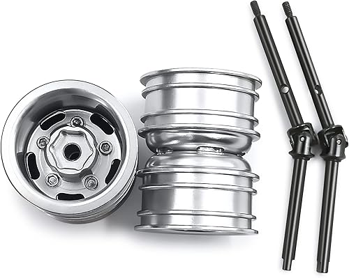 Miniatura 2 de Juego de 4 llantas RC con eje de transmisión CVD de 1.0 pulgadas, ruedas dobles delanteras y traseras para 124 Axial SCX24 Deadbolt Bronco C10 RC