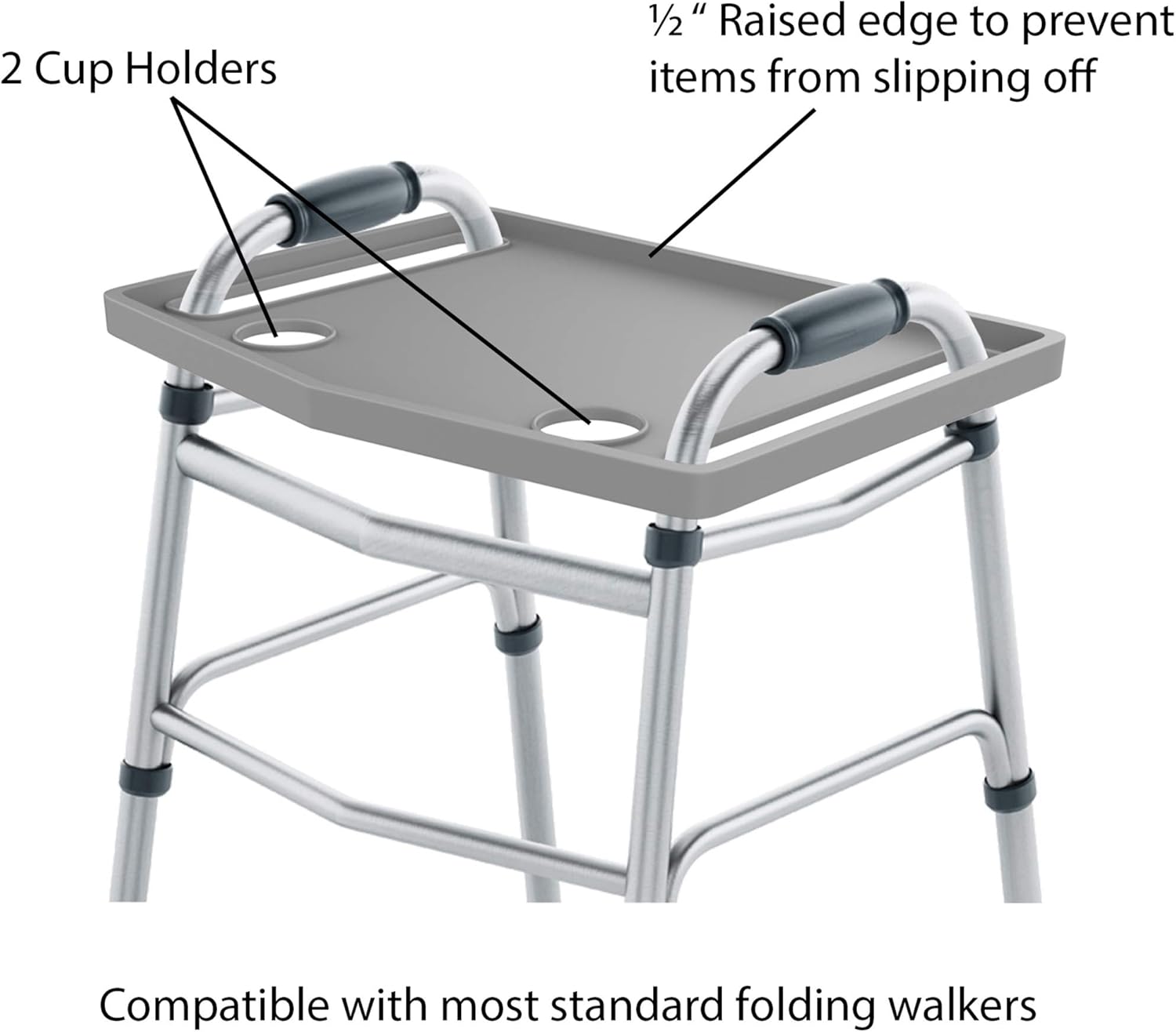 Bluestone Walker Tray- Upright with Holders-Universal Table Fits Most Standard Folding Walkers-Home Mobility Medical Equipment Accessories, 1 Count (Pack of 1) : Health & Household