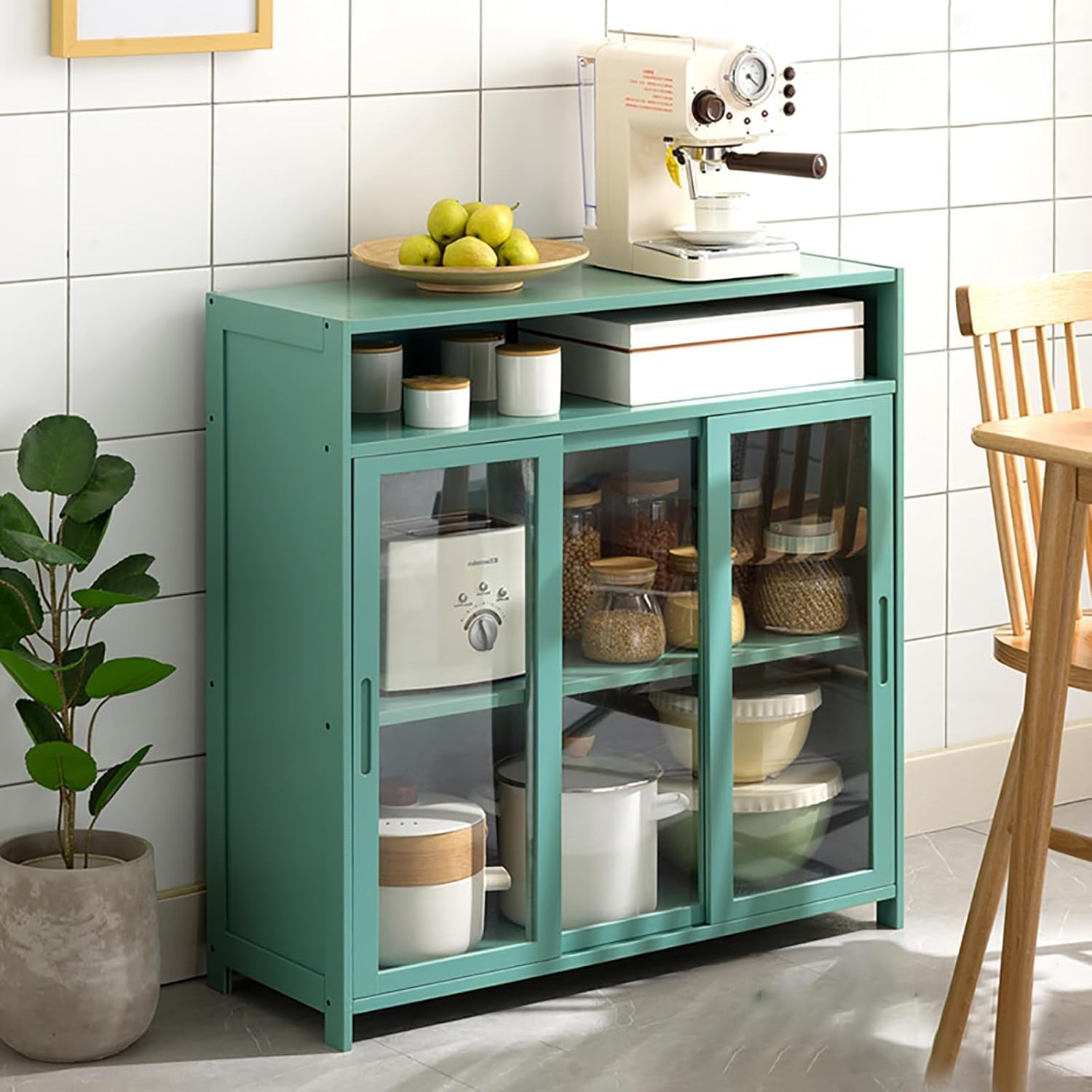 Mobile dispensa da Cucina a 3 Ripiani con rastrelliera per panettieri, Ideale per riporre pentole, Piatti e scorte Alimentari in Modo efficiente e salvaspazio, Ideale per Piccole cucine e AP