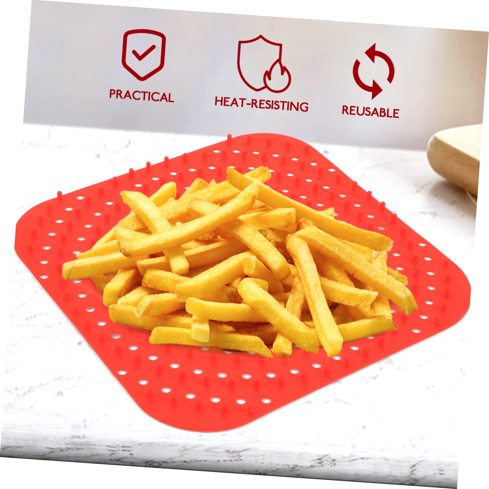 TOPBATHY 4 Stück Silikon-Fritteuseinlagen Backmatte für die Küche Wiederverwendbares Pad für Heißluftfritteuse silikonmatte für backofen silikonschalen für airfryer Silikon-Backmatte