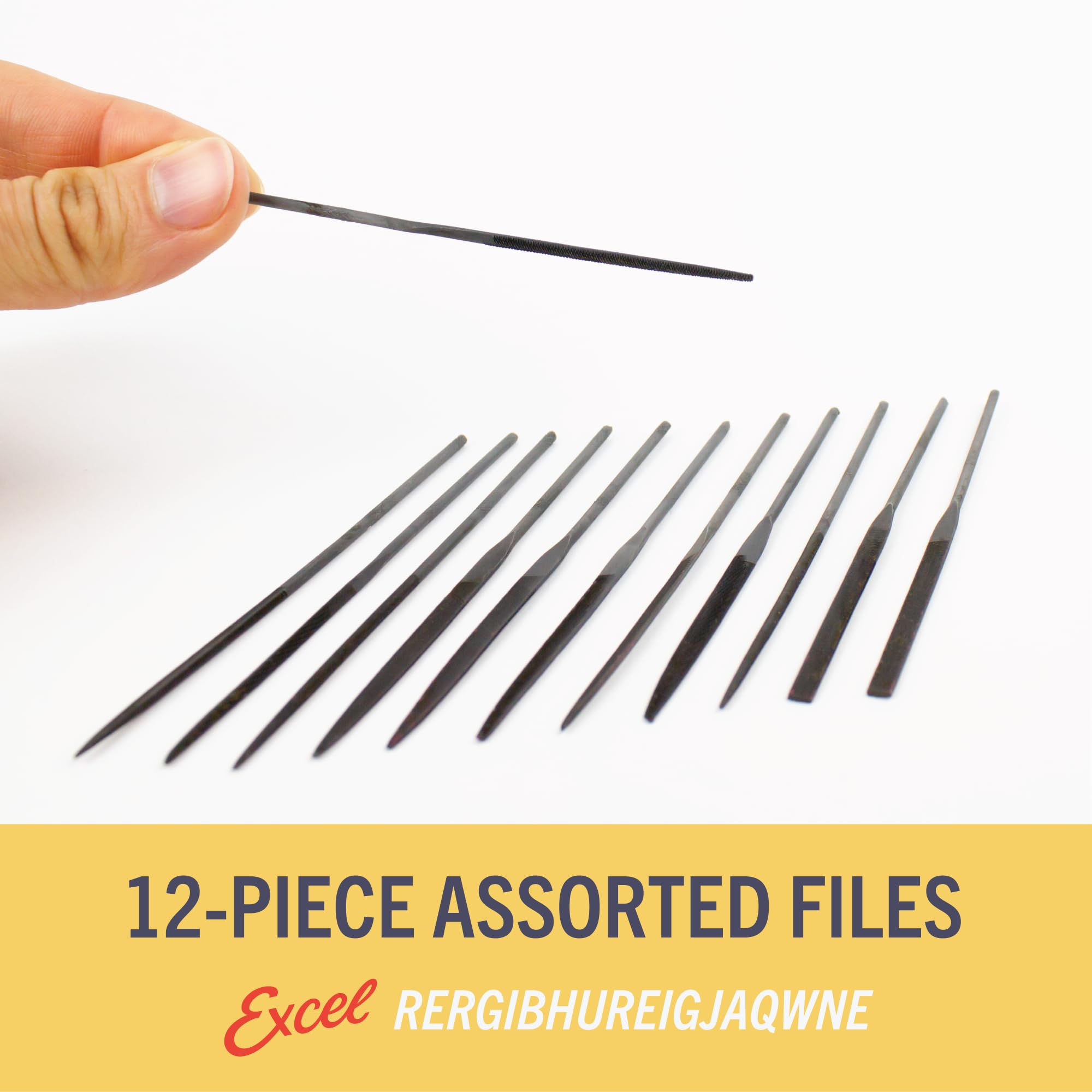 Excel Blades Mini-Nadelfeilen-Set – gehärteter legierter Stahl, inklusive flacher, quadratischer, dreieckiger, runder und halbrunder Feilen mit Aluminium-Griff aus den USA