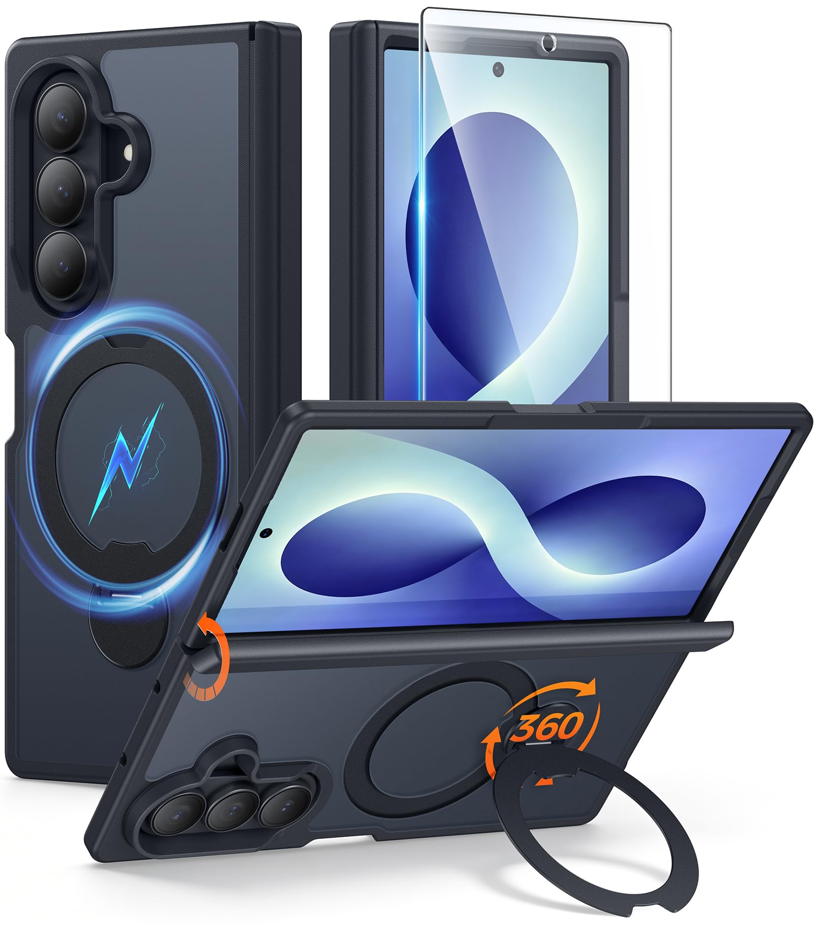 FNTCASE for Samsung Galaxy Z Fold 8 Ultra Case with 360 Spin Magnetic Stand