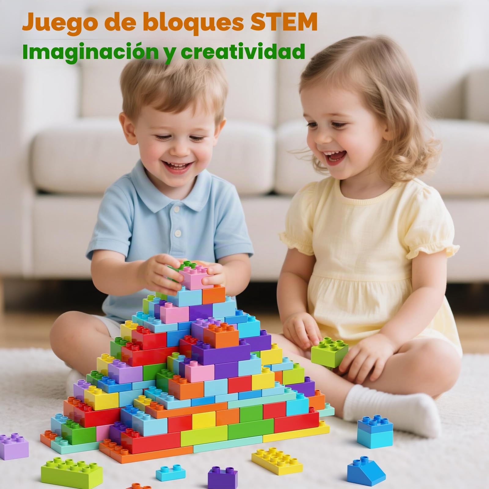 97 piezas grandes bloque de construcción, bloques clásicos en 12 colores y 8 formas, creativos compatibles con, juguetes de construcción con caja