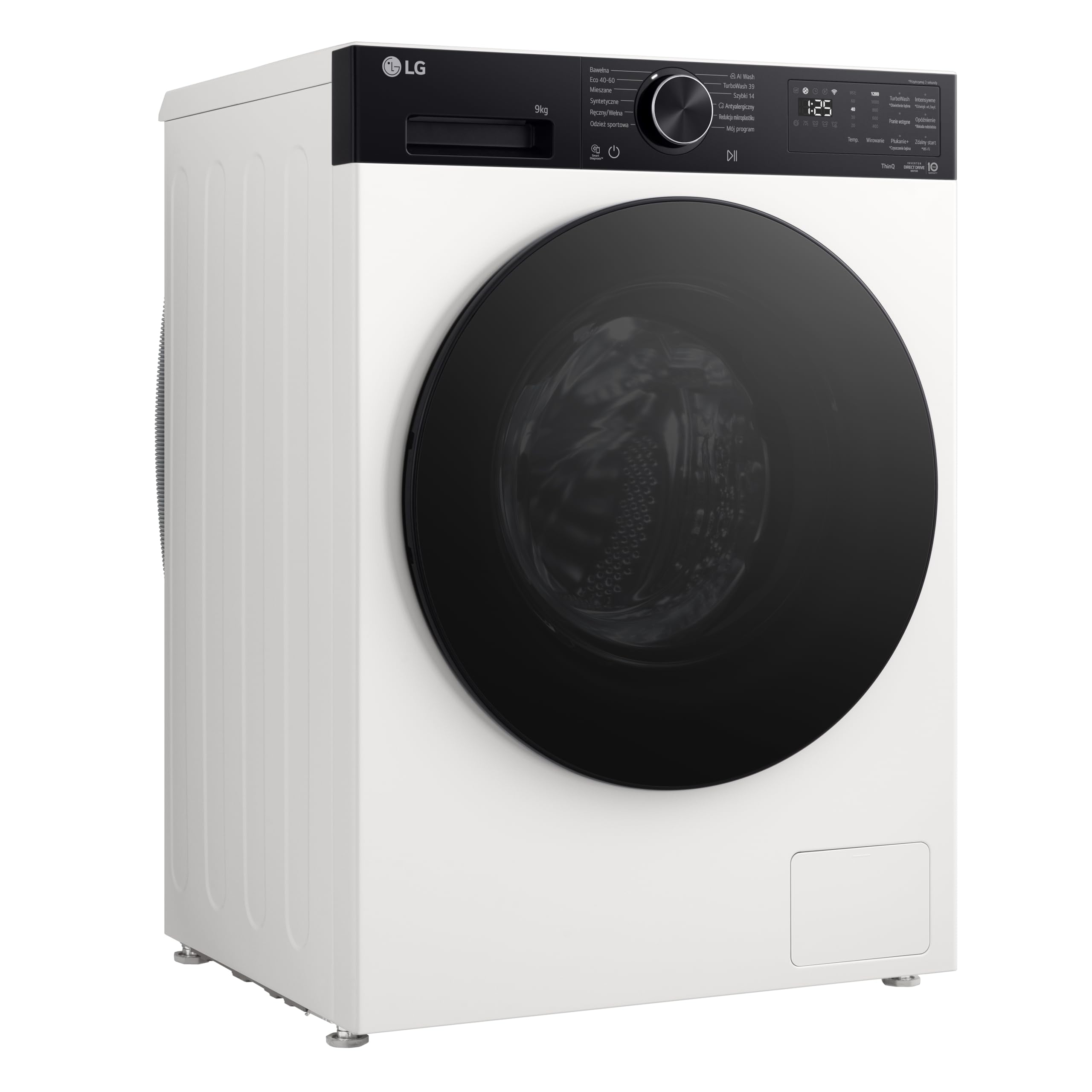 LG F2NX50S9THB Lavatrice Slim 9 kg Next AI DD, Classe A -30%, 1200 Giri, Programma AI Wash con Intelligenza Artificiale, Wi-Fi, Allergy Care, TurboWash 360, Direct Drive, Serie X5, White Black Pannel
